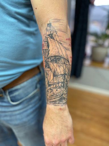 Explore frankenstein tattoo ideas, creative tattoo ideas in Cedar Falls, available at Red Owl Tattoo