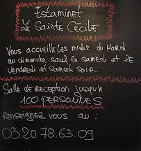 Restaurant Estaminet le Sainte Cécile à Quesnoy-sur-Deûle (le menu)