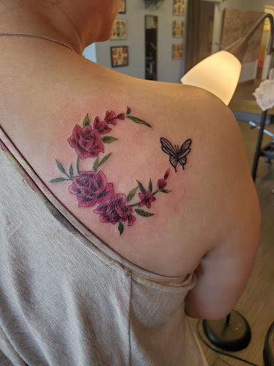 Explore stardust tattoo ideas, creative tattoo ideas in Palm Harbor, available at Angry Owl Tattoo and Piercing
