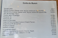 Menu / carte de Buron de l'Aubrac à Saint-Chély-d'Aubrac