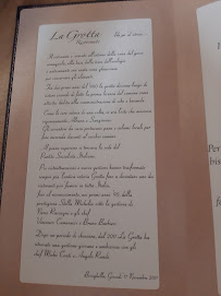 La Grotta à Brisighella menu