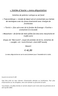 Ristorante Le Grenier à Saint-Vincent menu