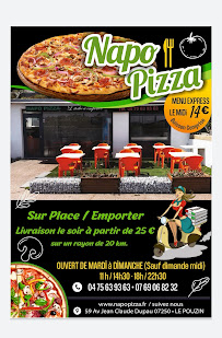 Pizzeria NAPO PIZZA à Le Pouzin (la carte)