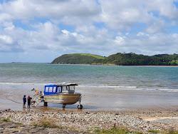 Photo de Plage de Llansteffan avec rivage droit, long