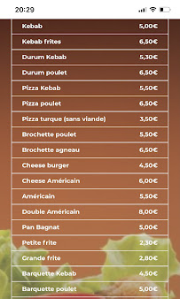 Menu / carte de L'Empire du Kebab à Yutz