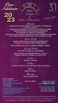 Menu / carte de Paso Adelante Pizzeria Ristorante Balera à Santa Margherita di Belice