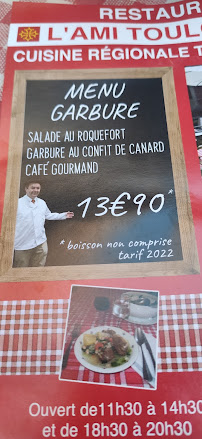 Menu / carte de L'AMI TOULOUSAIN à Lourdes