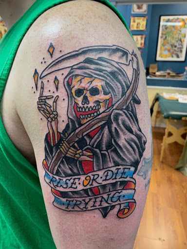 Explore female big tattoo ideas, creative tattoo ideas in Egg Harbor Township, available at Mr. Blue Sky Tattoo