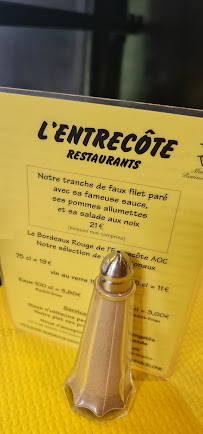 L'Entrecôte à Lyon menu