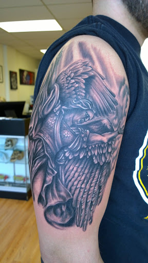 Explore helicopter tattoo ideas, creative tattoo ideas in Worcester, available at Hourglass Ink Tattoo Studio