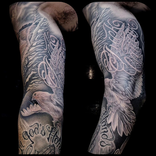 Explore hippie spiritual tattoo ideas, creative tattoo ideas in Menomonee Falls, available at Cal Tattoo