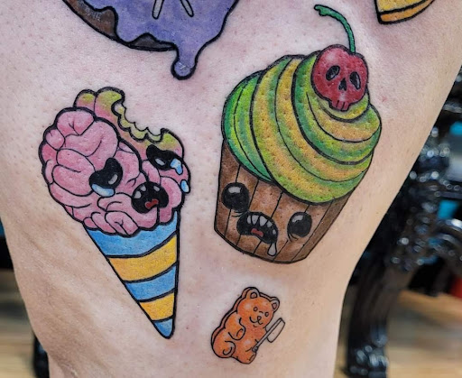 Explore cross sleeve tattoo ideas, creative tattoo ideas in Syracuse, available at Goblins Den Tattoo