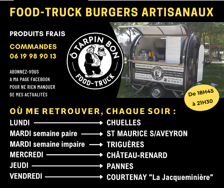 food-truck Ô Tarpin Bon burgers 45320 Courtenay
