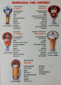 Menu du Ristorante I Tre Merli à Florence