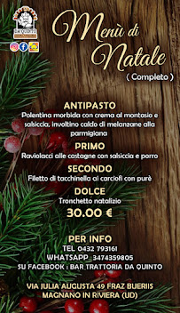 Bar Trattoria da Quinto à Magnano in Riviera menu
