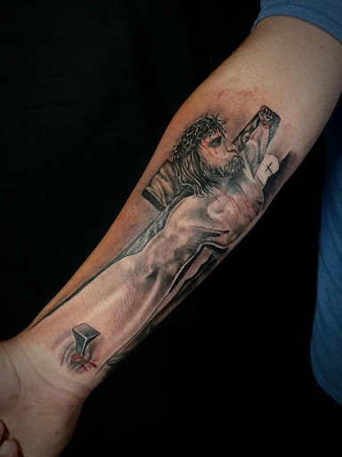 Explore sagittarius tattoo ideas male, creative tattoo ideas in Lakeview, available at Backwoods Tattoo Studio