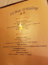 Carte du Restaurant La Baie d'Halong à Val de Briey