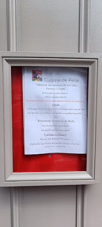 Carte du Cuisine de Perle. à Saint-Mandé