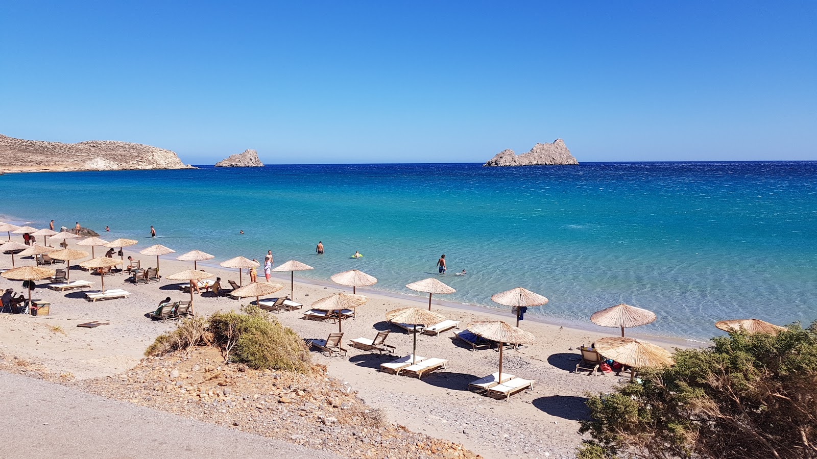 Zdjęcie Xerokampos beach z powierzchnią drobny beżowy piasek