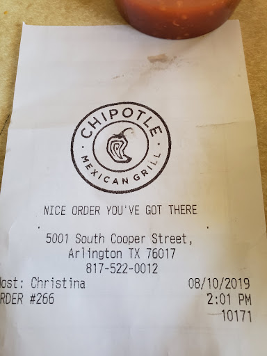 Mexican Restaurant «Chipotle Mexican Grill», reviews and photos, 1390 S Cooper St #100, Arlington, TX 76013, USA