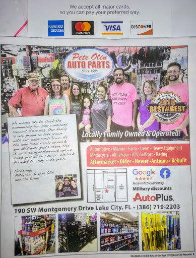 Auto Parts Store «Pete Olin Auto Parts», reviews and photos, 190 SW Montgomery Dr, Lake City, FL 32025, USA