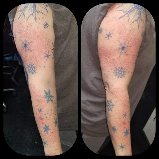 Explore black and white sleeve tattoo ideas, creative tattoo ideas in Nevada, available at Generation X Tattoos and Piercings
