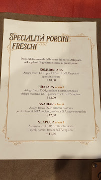 Menu du Pizzeria Da Tata à Asiago