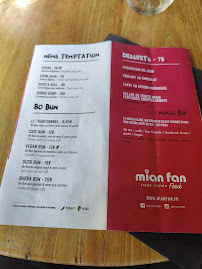 Mian Fan à Paris menu