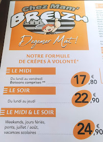 Crêperie Chez Mam'breizh à Concarneau menu