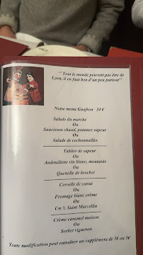 Restaurant français Le Garet à Lyon (le menu)