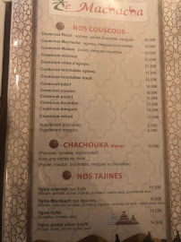 Restaurant marocain Le Machacha à Rouen (le menu)