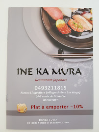 Restaurant japonais Ine Ka Mura à Nice (le menu)