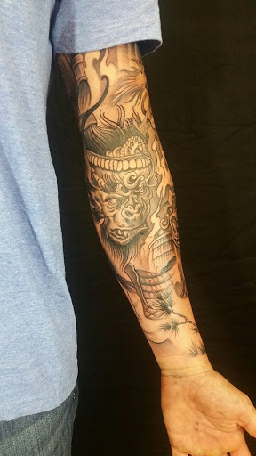 Explore ideas for leg sleeve tattoos, creative tattoo ideas in Tucson, available at The Painted Lady Tattoo