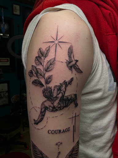 Explore patchwork tattoos ideas, creative tattoo ideas in Spring, available at Skin Stories Tat2