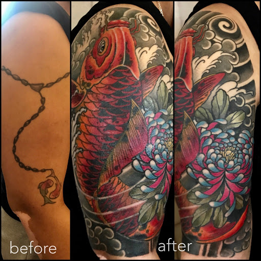 Explore sleeve tattoo ideas for ladies, creative tattoo ideas in Kenvil, available at Blood Moon Tattoo