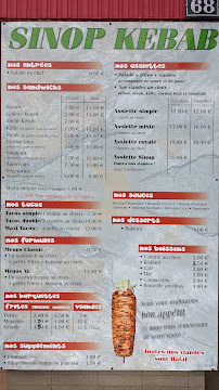 Menu / carte de Sinop Kebab à Lalevade-d'Ardèche
