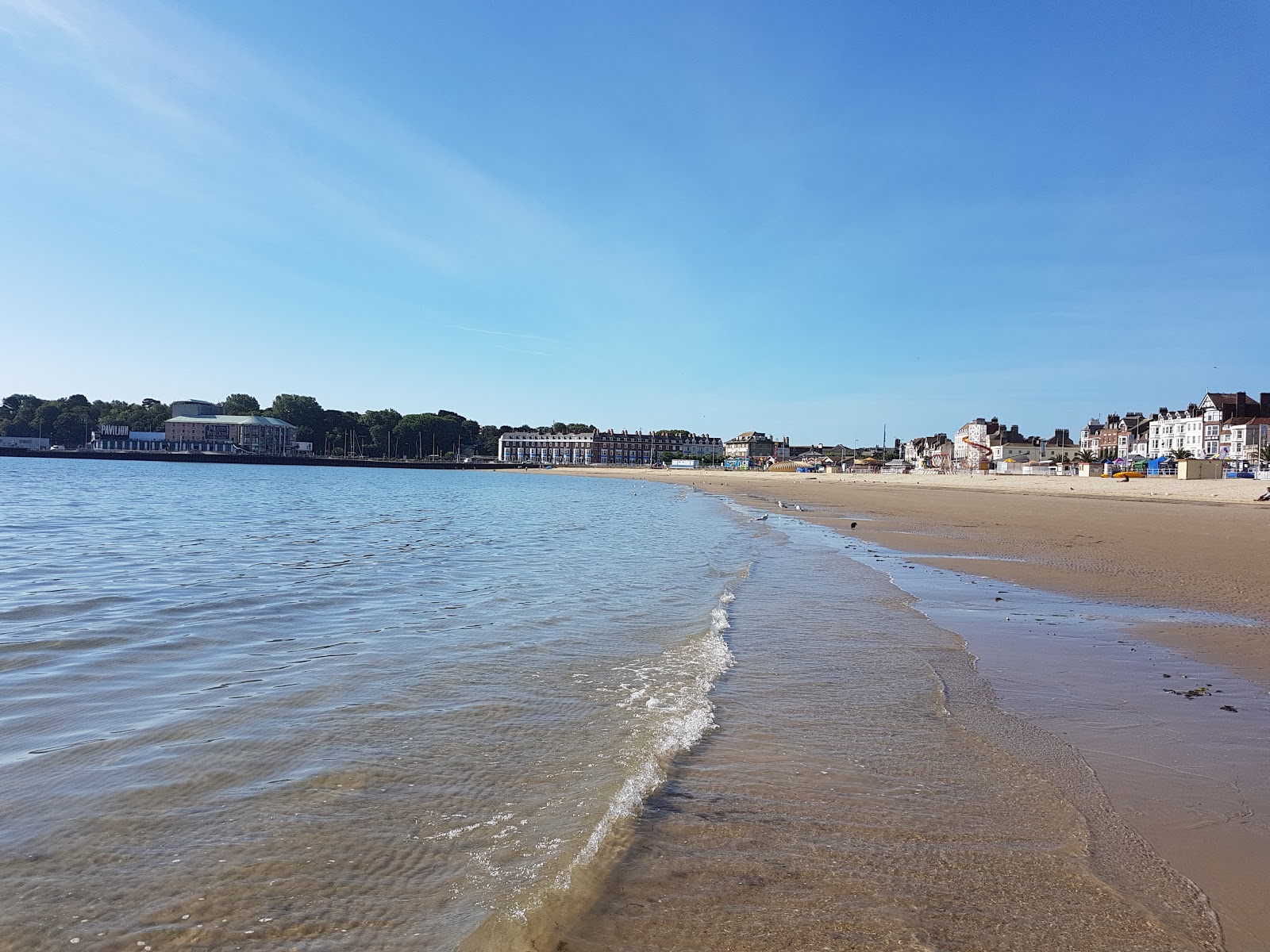 Foto van Weymouth Beach met helder zand oppervlakte