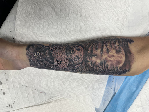 Explore army tattoo ideas for men, creative tattoo ideas in Summerville, available at Blackwater Tattoo Co.