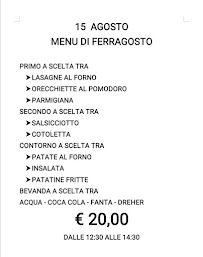 Menu / carte de Pizzeria Onda onda blu sala all'aperto parcheggio libero à San Pietro In Bevagna