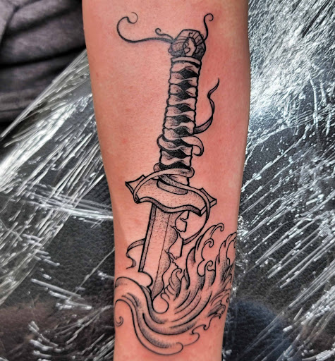 Explore music sleeve tattoo ideas, creative tattoo ideas in Shelbyville, available at The Copper Phoenix