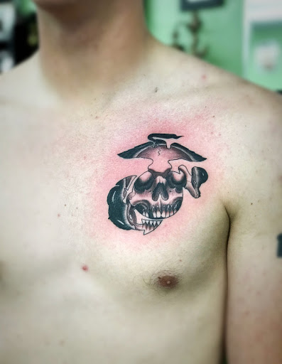 Explore mens cover up tattoo ideas, creative tattoo ideas in Twentynine Palms, available at Hilltop Tattoo Company