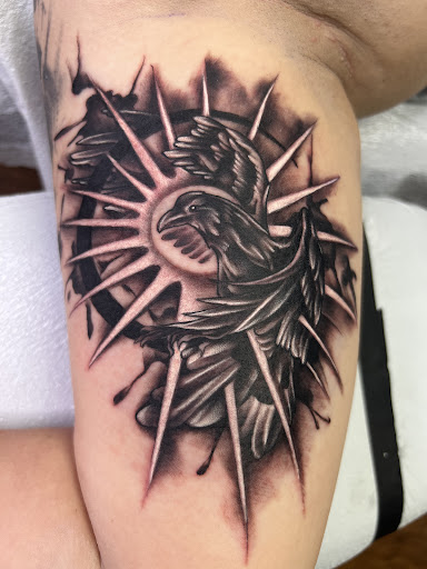 Explore blast over tattoo ideas, creative tattoo ideas in Adrian, available at Good Life Tattoo Co.