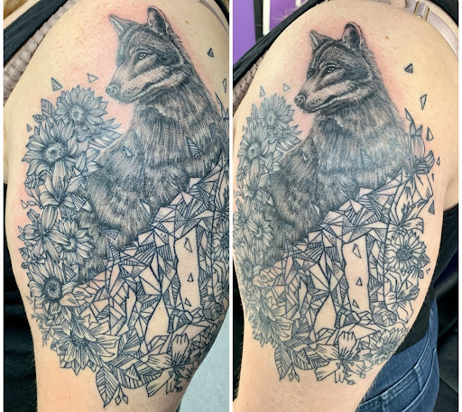 Explore dark knight tattoo ideas, creative tattoo ideas in Goshen, available at Lady Luck Studio