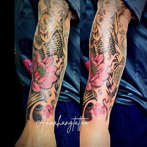 Explore red ink tattoo ideas, creative tattoo ideas in Garden Grove, available at Anna Hang Tattoo