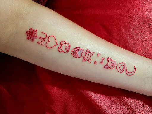 Explore barney tattoo ideas, creative tattoo ideas in Montgomery, available at Black Dragon Tattoo & Gallery