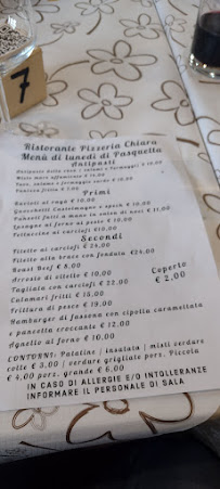 Menu du Ristorante Chiara à Savignone