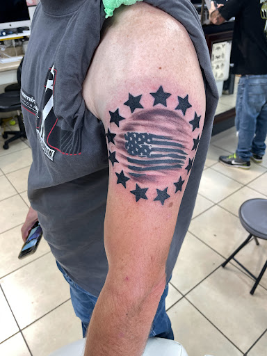 Explore tim burton tattoo sleeve ideas, creative tattoo ideas in Augusta, available at Excalibur Art Collective