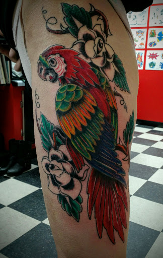 Explore knee tattoo ideas for men, creative tattoo ideas in Black River Falls, available at Black River Tattoo