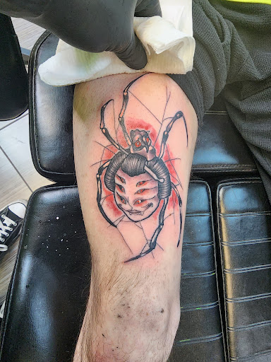 Explore mothman tattoo ideas, creative tattoo ideas in Riverside, available at Darkstar Tattoo CA
