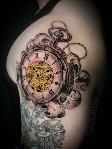Explore sticker sleeve tattoo ideas, creative tattoo ideas in Jamison, available at Green Door Tattoo